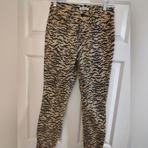 Good American Black and Tan Animal Print Pants